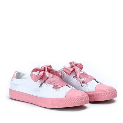 OUTLET Lila szalaggal kötött fehér és rózsaszín cipők - Lábbeli