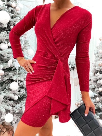 Royalfashion Csillogó pliszírozott mini ruha nők számára