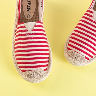 OUTLET Piros női espadrilles csíkokkal Iniset - Lábbeli