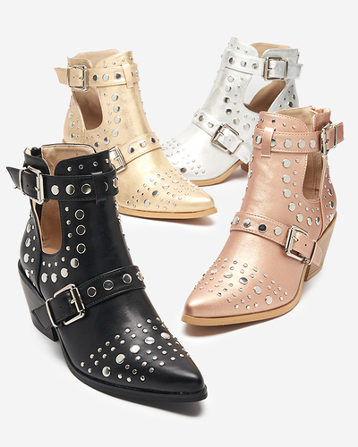 Rózsaszín és arany bokacsizma Farrcy- Footwear jetekkel