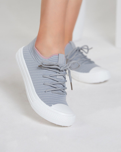 OUTLET Szürke női bordás tornacipő Manfer- Footwear