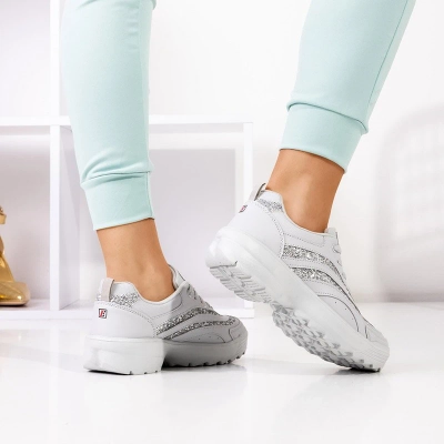 OUTLET Világosszürke női sportcipő csillogással Undine - Lábbeli