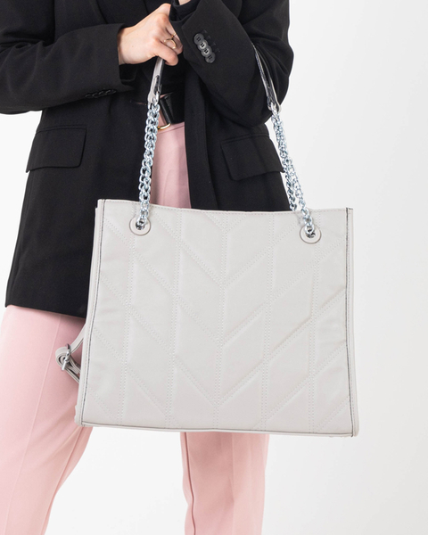 Szürke, elegáns női kézitáska láncokon fogantyúkkal - Kiegészítők