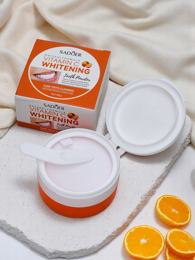 Sadoer Fehérítő fogpor eltávolítja a kávé-, tea- és dohányfoltokat C-vitaminnal