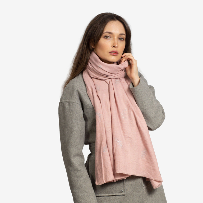 Női rózsaszín meleg sál tollas - Kiegészítők