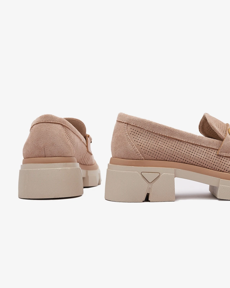 Áttört világosbarna női mokaszin kristályokkal Ingwi - Lábbeli