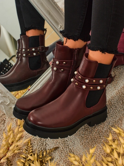 Magas szárú női öko bőr bokacsizma Pearl Mist