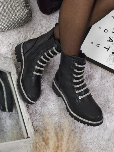 Lunara női fűzős öko bőr bokacsizma