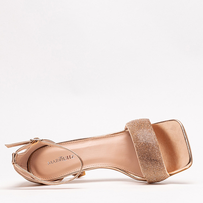 Rózsa és arany színű női szandál magas sarkon Enedi - Lábbeli