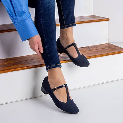 OUTLET Női sötétkék balerinák Virágok - Cipők