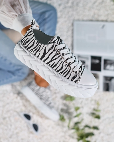 Royalfashion Fekete-fehér női platform tornacipő Atredika