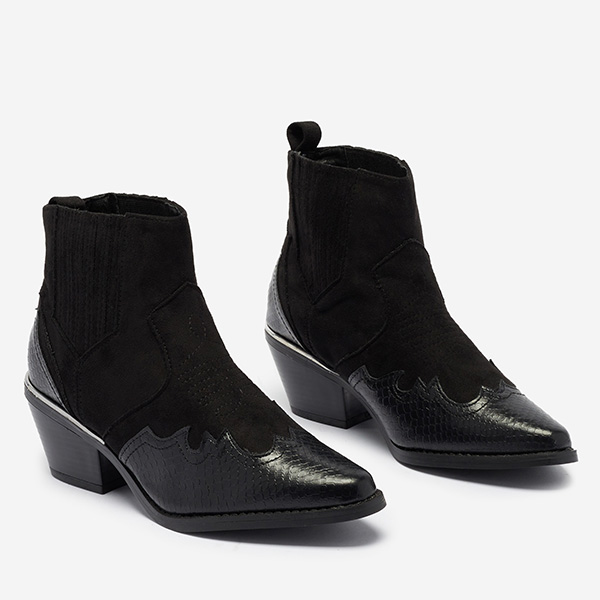 OUTLET Fekete cowboy csizma alacsony száron Zirras- Footwear