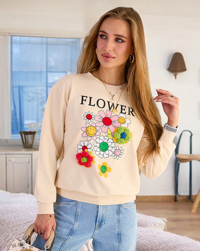 Royalfashion Női pamut vékony nyomtatott pulóver