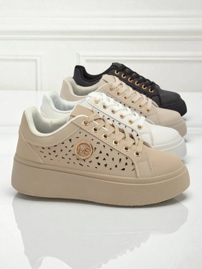 Cleo Ecru Platino – bézs platformos sneakers Royalfashion eco bőr