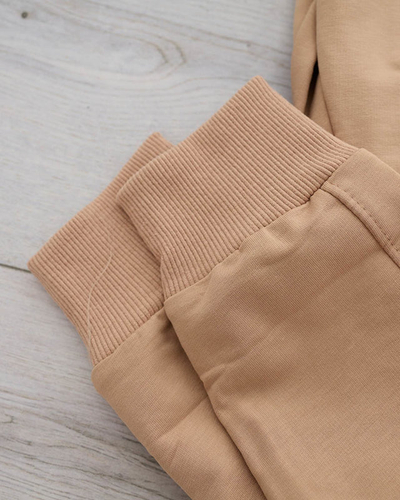 Női bézs melegítőnadrág cirkóniával - Ruházat