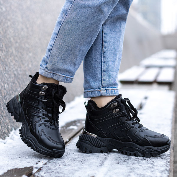 OUTLET Fekete öko-bőr hócsizma Rumiq - Lábbeli