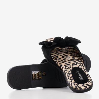 Czarne damskie klapki z kokardką Revda - Obuwie