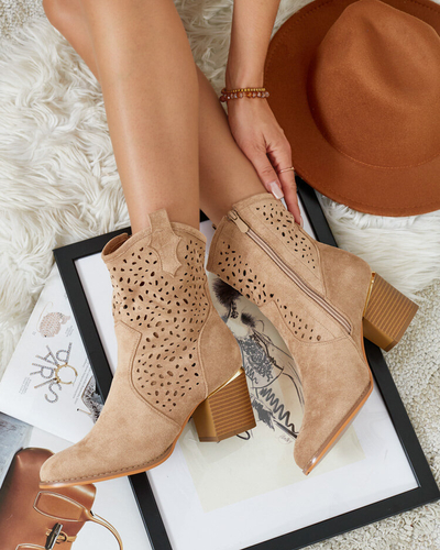 Royalfashion Női alacsony posztó áttört Mozie csizma