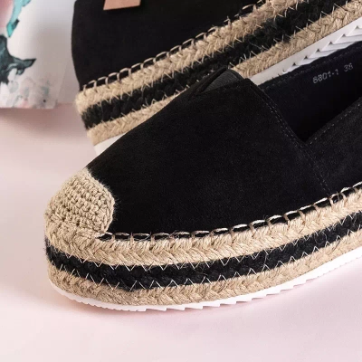 OUTLET Fekete női espadrillák a Molandia platformon - Cipők