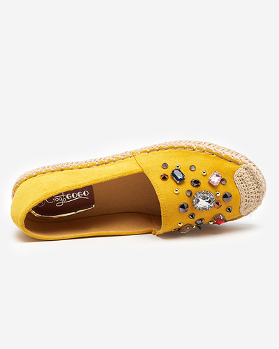 OUTLET Sárga, öko-velúr espadrillák nőknek cirkóniákkal Mediros - Lábbeli
