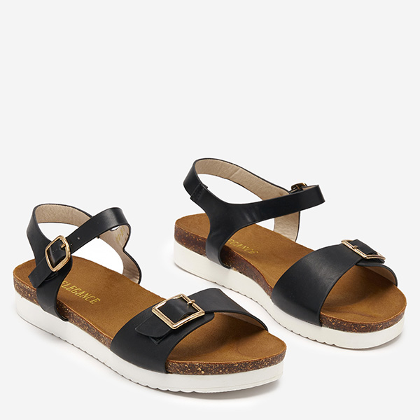 OUTLET Fekete lapos női szandál Astreas - Lábbeli