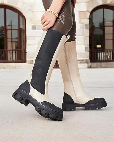 Royalfashion Bézs női félárú csizma Blyss