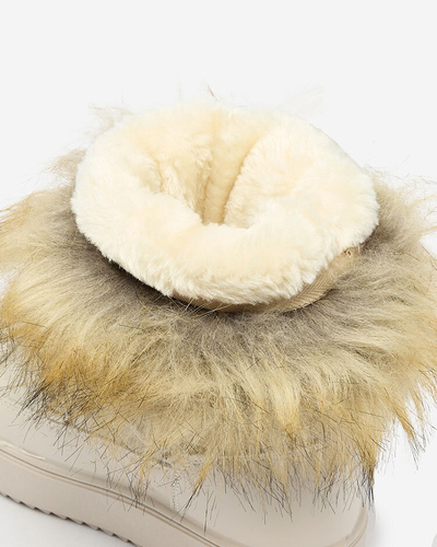 Royalfashion Gyermek papucscipő a'la hócsizma szőrmével bézs színben Asika