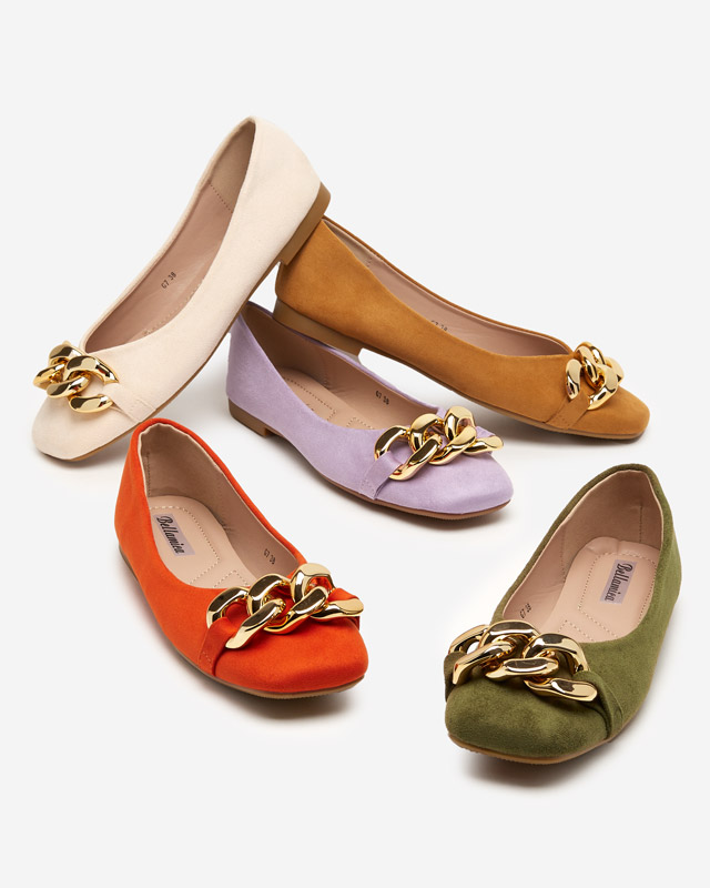 Barna női balerinák Caviene díszítéssel - Lábbeli