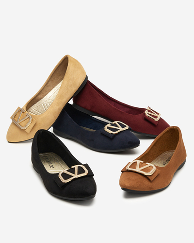 Női fekete balerinák orrrészen díszes Cavo - Lábbeli