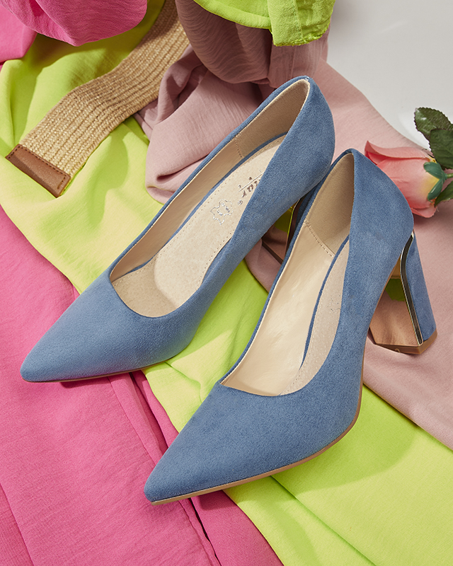 Kék női öko velúr cipő posztón Afrogos- Lábbeli