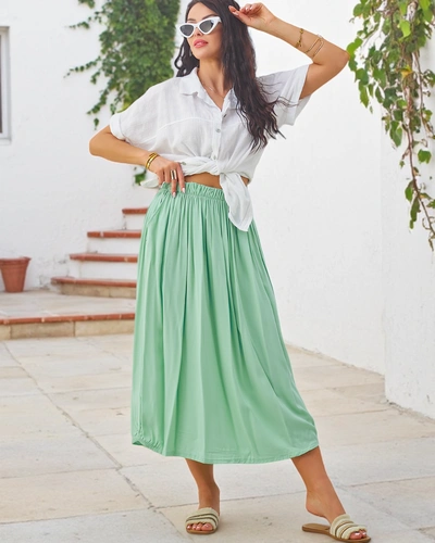 Royalfashion Női Woven Midi Nyári Szoknya, könnyű és áramlásos, két zsebbel