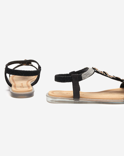 Fekete női virágos szandál a Soritistől - Lábbeli