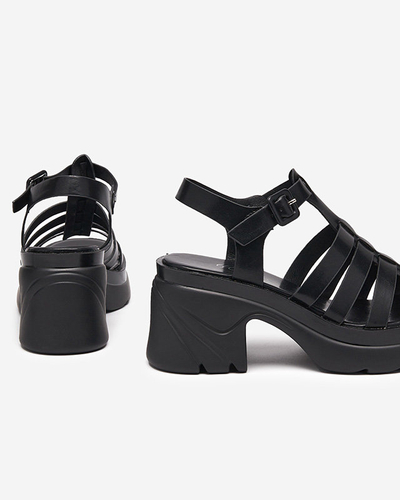 OUTLET Fekete női magas sarkú szandál Agraves - Footwear