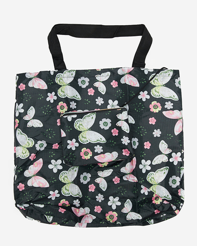 Összecsukható bevásárlótáska tasakkal, fehér és rózsaszín virágmintával - Kiegészítők