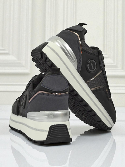 Női Callista Nero platform sneakerek 4 cm, ökológiai bőr