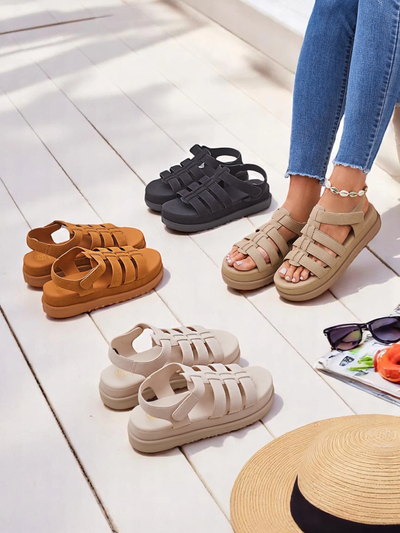 Royalfashion Helena Classico női szandál platform világosbarna