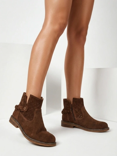 Ażurowe botki damskie ze skóry naturalnej Unimi