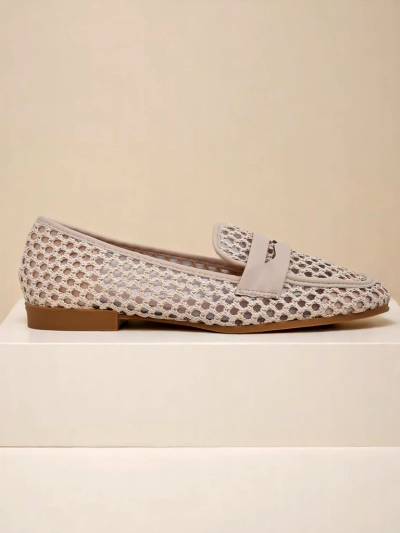 Royalfashion Primavera Aelia bézs mokaszin mandula orral, szövetből