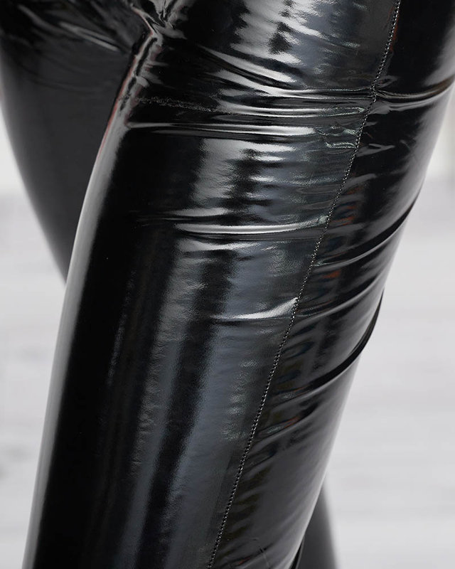 Fekete női vinyl leggings - Ruházat