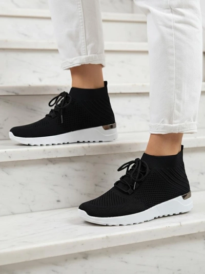 Nero Elegante Sportos Sneakers Nőknek