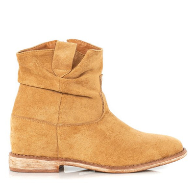 Camel színű cowboy csizma platformon Brunoki - Lábbeli