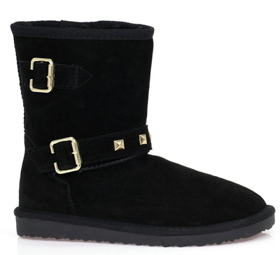 Czarne śniegowce z klamrami - Obuwie