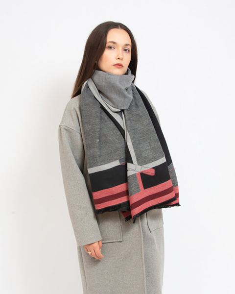 Royalfashion Szürke-rózsaszín női könnyű sál nyomtatással