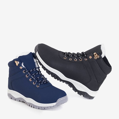 Szigetelt ökobőr női túracipő sötétkék színben Filis - Lábbeli