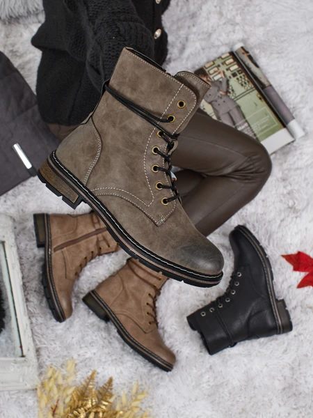 Ravonna női fűzős öko bőr bokacsizma