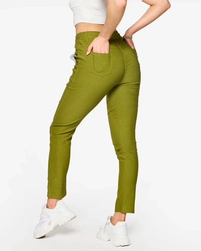 Női egyenes szövetnadrág zöld színben PLUS SIZE- Ruházat