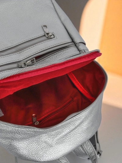 Aurora Luminosa Női Bőr Hátizsák Ezüst Królewska Moda A4