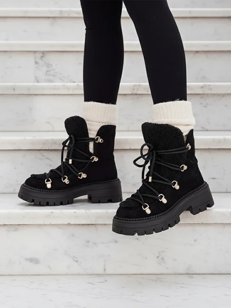 Royalfashion Lozin fűzős női hócsizma