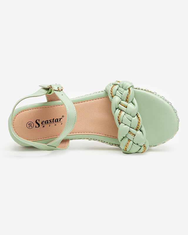 Rella zöld lapos női szandál - cipő