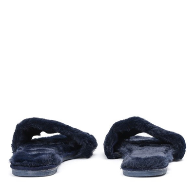 Granatowe klapki z futerkiem Brenta - Obuwie